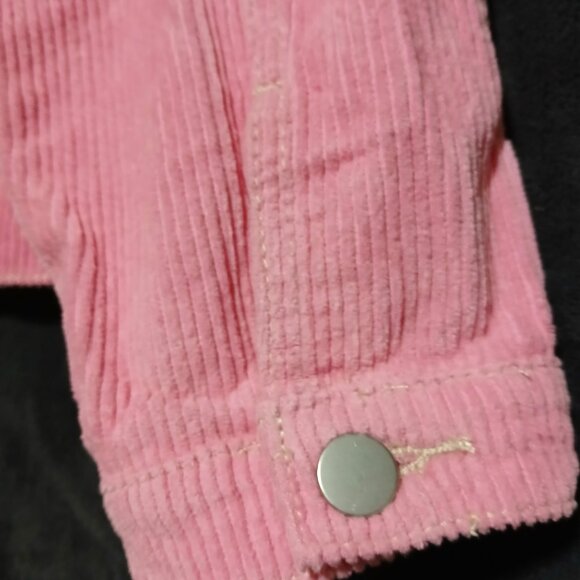 POL Urban Outfitters Pink Ivory Corduroy Frayed Oversized Cropped Jacket Women S - Picture 9 of 12